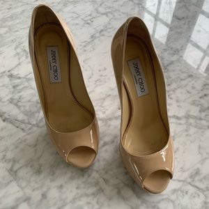 Jimmy Choo classic 247 crown patent leather nude.